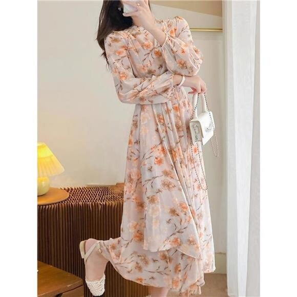 Floral Print Long Sleeve Midi Dress - Picture 4 of 6